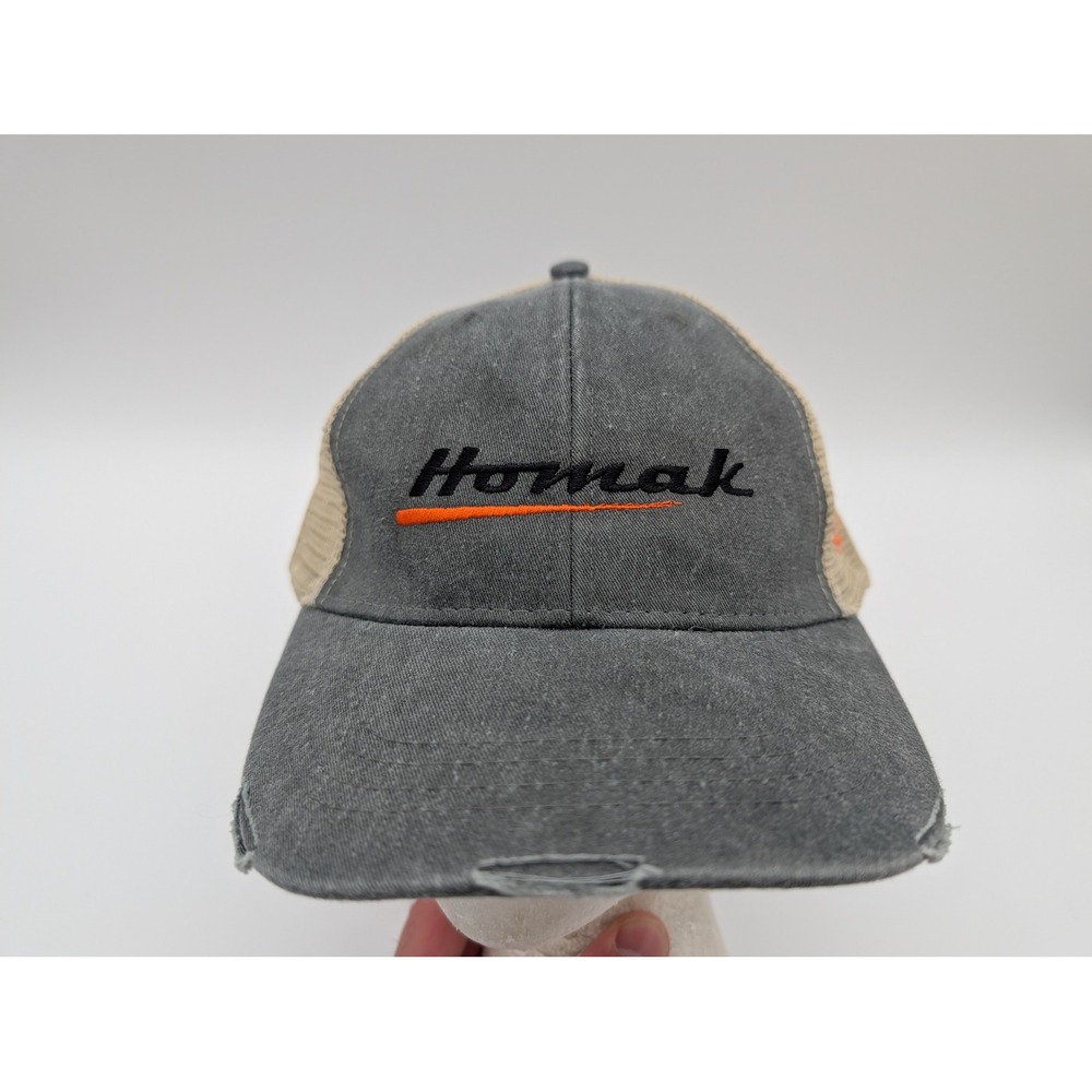 Adams Homak 1947 Trucker Hat Charcoal Tan Distressed Mesh Snapback Cap